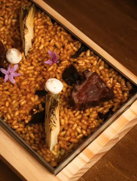 Arroz de pato. Servido en tabla