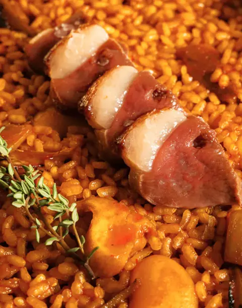 Arroz de pato. Meloso, con tomillo